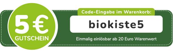 Gutschein: 5 Euro Rabatt mit Code biokiste5