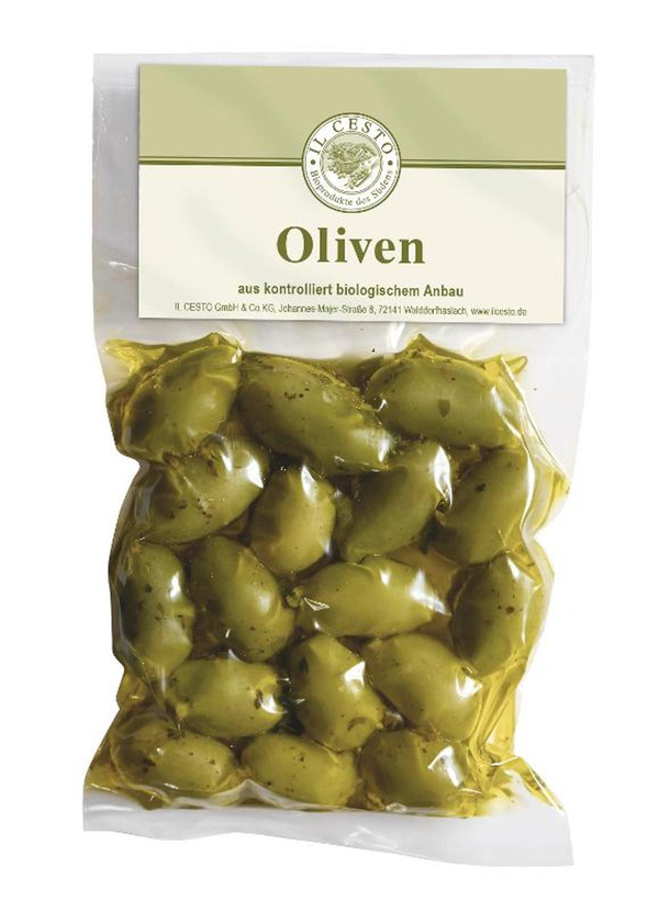 Produktfoto zu Italienische Bella-Oliven, grün, natur, mit Stein 190g