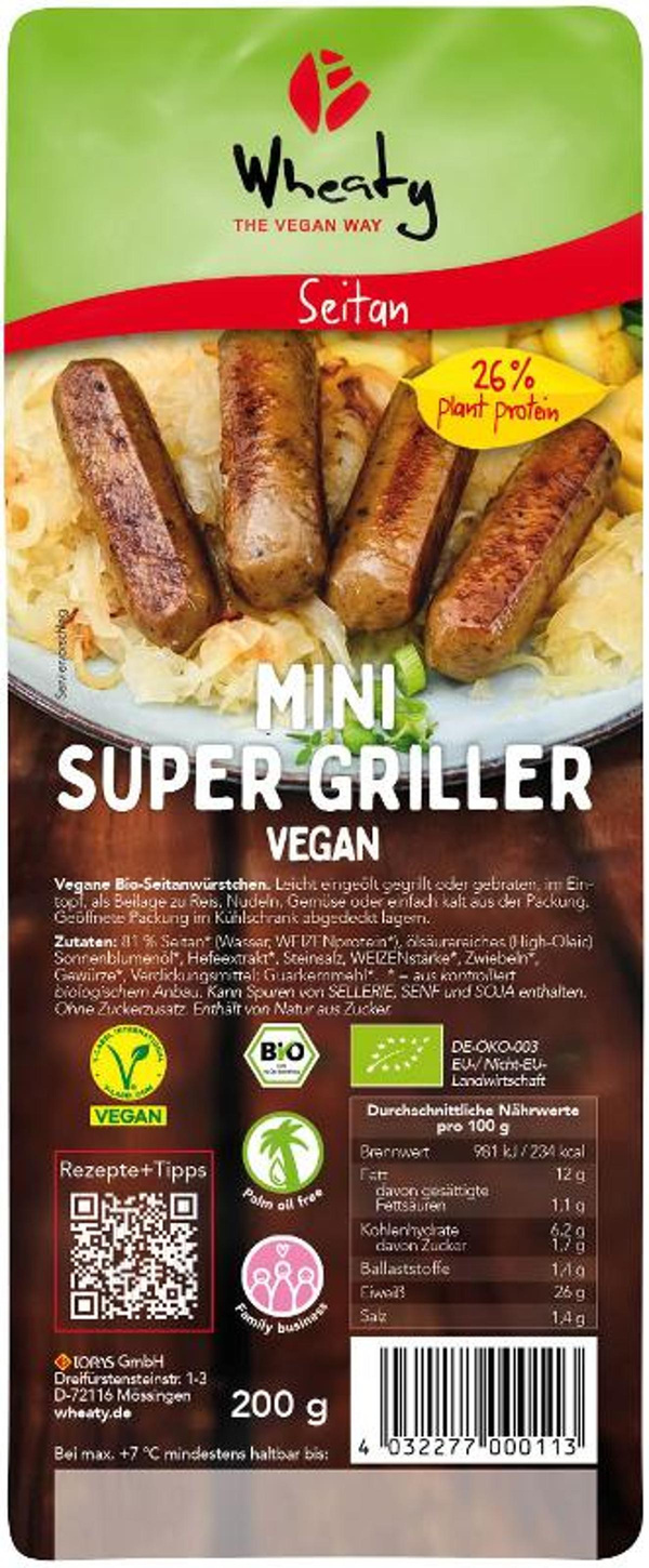 Produktfoto zu Wheaty Mini Super Griller 200g