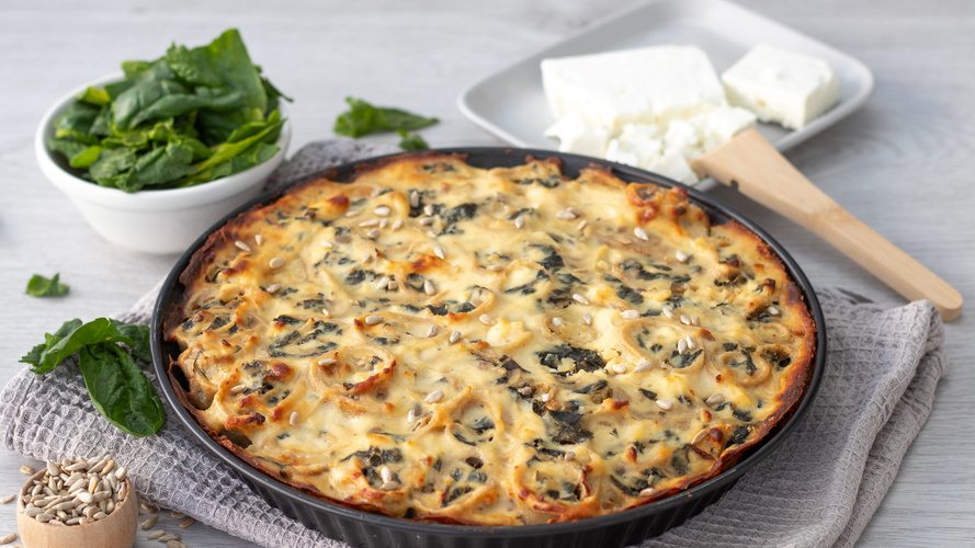Rezeptbild für Spinat-Pfannkuchen-Auflauf mit Parmesan-Haube