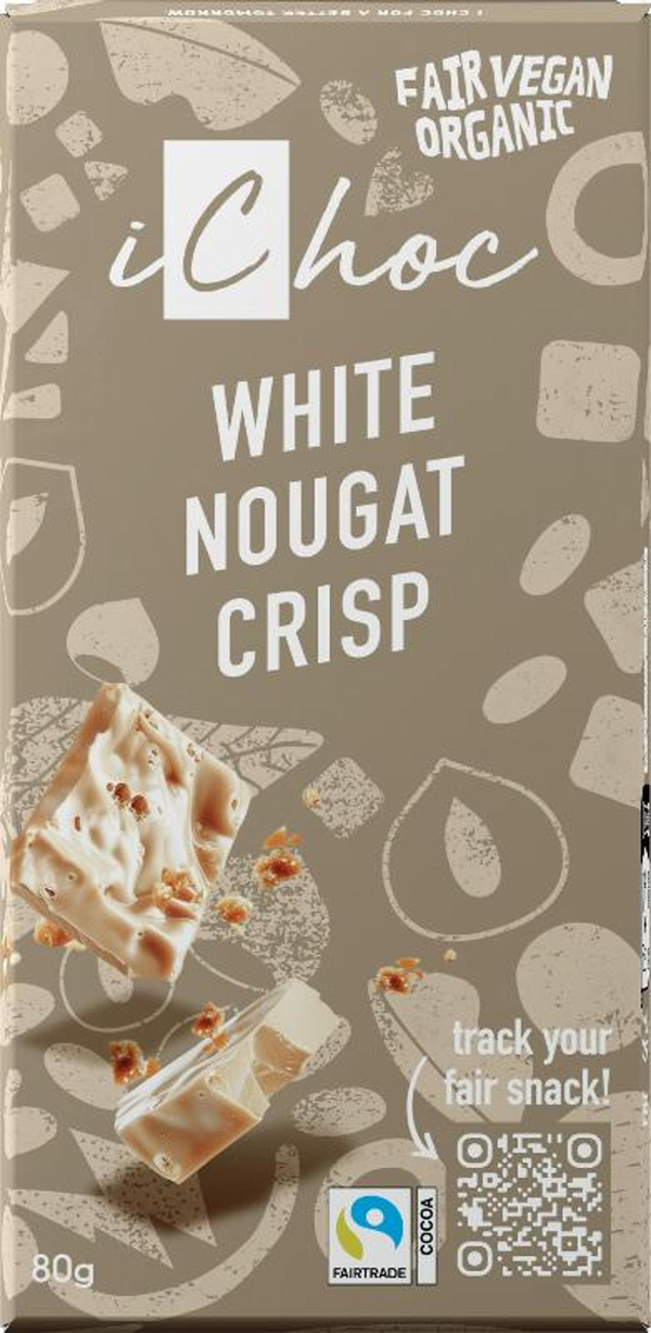 Produktfoto zu iChoc White Nougat Crisp (vegan) 80g