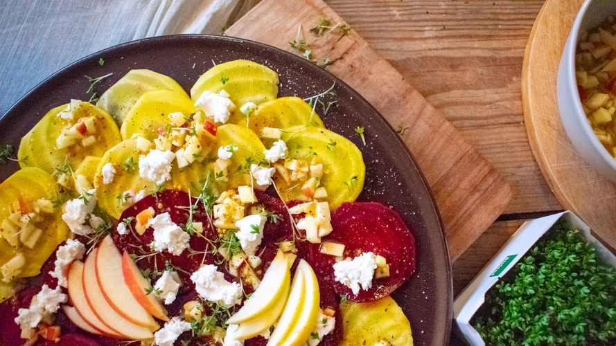 Rezeptbild für Bete-Carpaccio mit mildem Ziegenfrischkäse