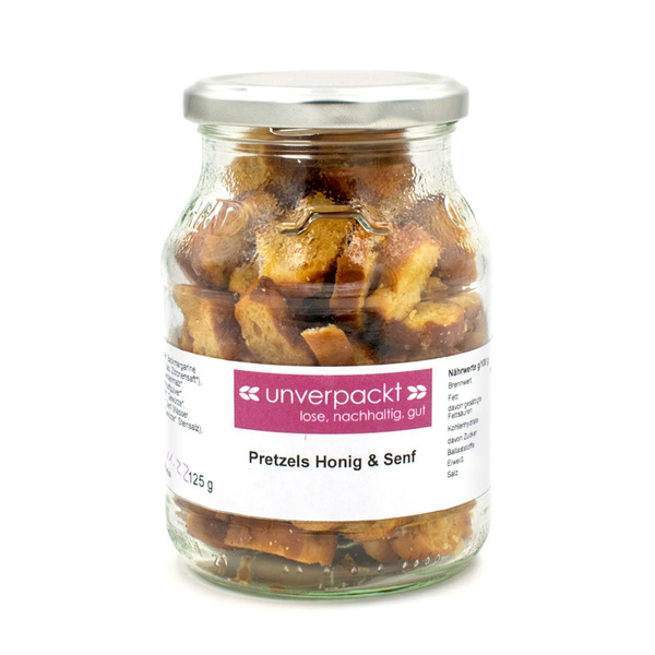 Produktfoto zu Pretzels süßer Senf im Pfandglas 125g