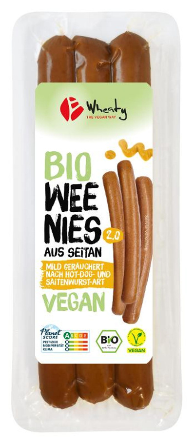 Produktfoto zu Wheaty Weenies 2.0, Seitanwurst, mild geräuchert (vegan) 150g