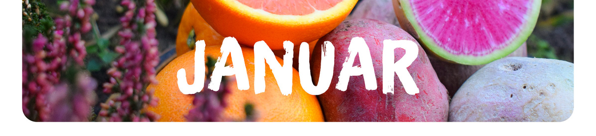 KI generiert: Obst und Gemüse mit „JANUAR“-Text.