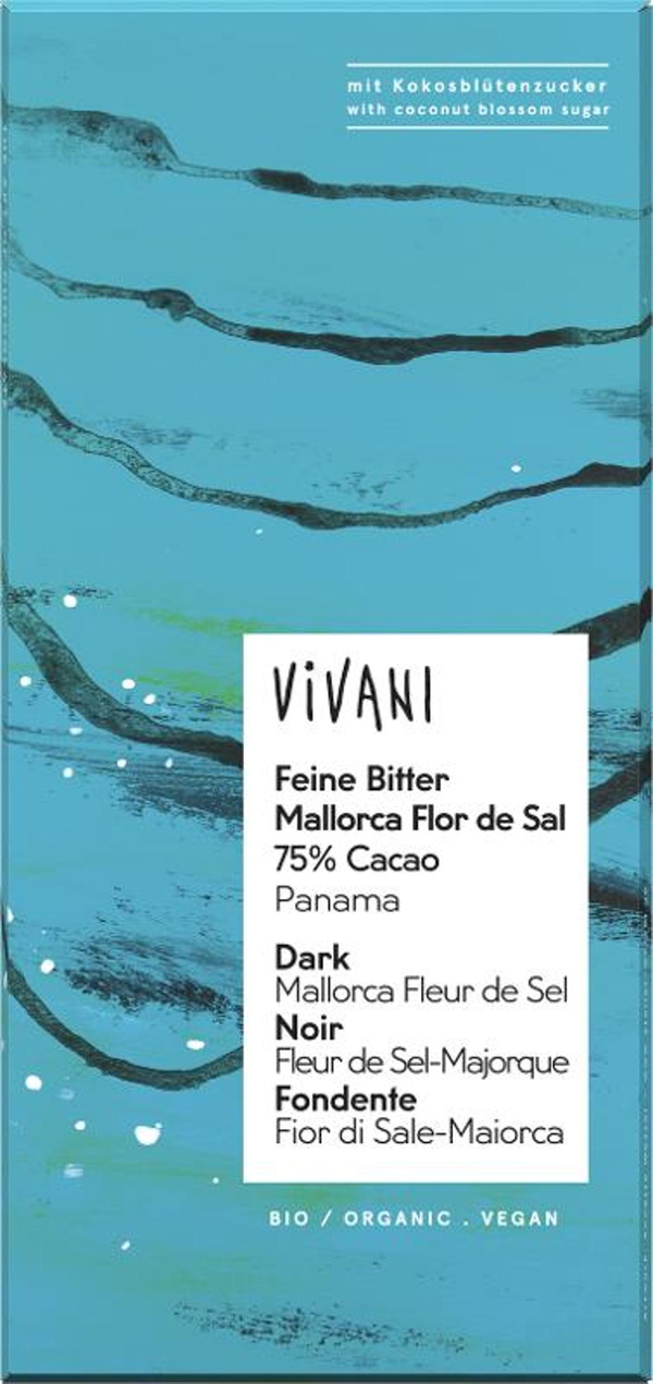 Produktfoto zu Feine Bitter Schokolade Mallorca Flor de Sal 75% Cacao (80g)