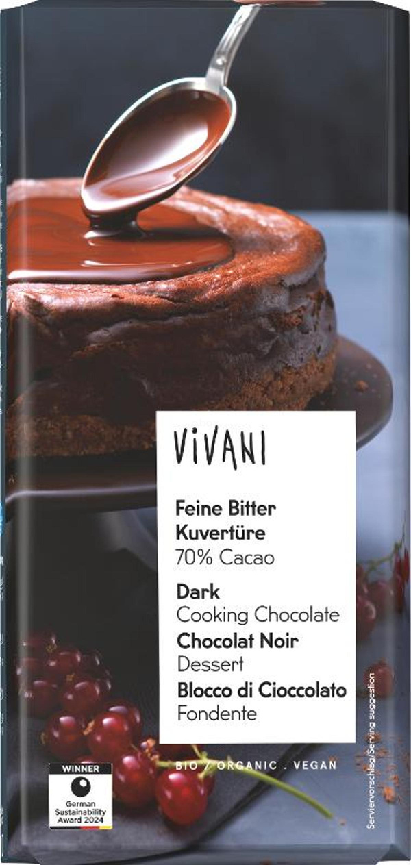 Produktfoto zu Feine Bitter Kuvertüre 70 % (150g)