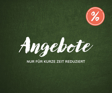 Texthinweis auf grünem Hintergrund: Angebote - Nur für kurze Zeit reduziert