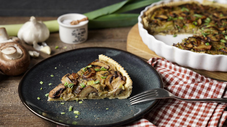 Rezeptbild für Vegane Champignon-Lauch-Quiche