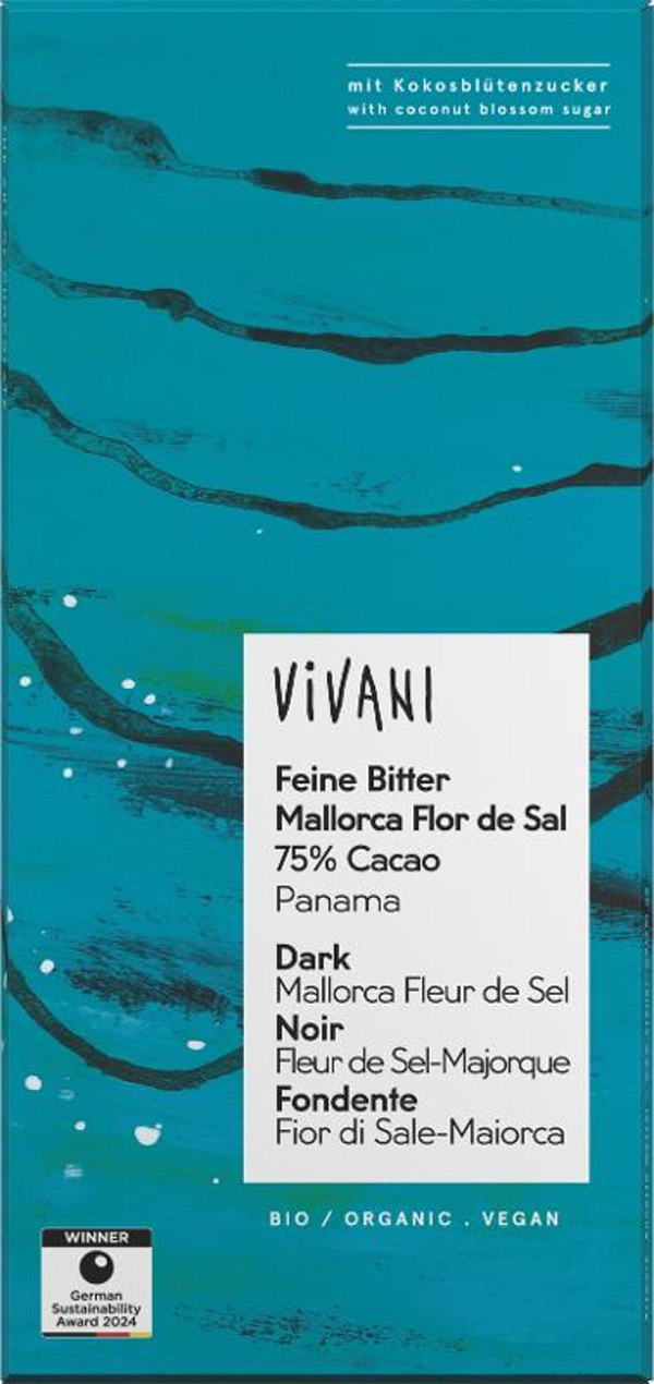 Produktfoto zu Feine Bitter Schokolade Mallorca Flor de Sal 75% Cacao