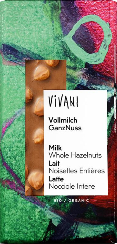 Produktfoto zu Vollmilchschokolade ganze Nüsse (100g)